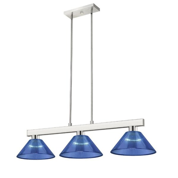 Z-Lite Cobalt 3 Light Billiard Light, Brushed Nickel & Dark Blue 152BN-ARDB - main